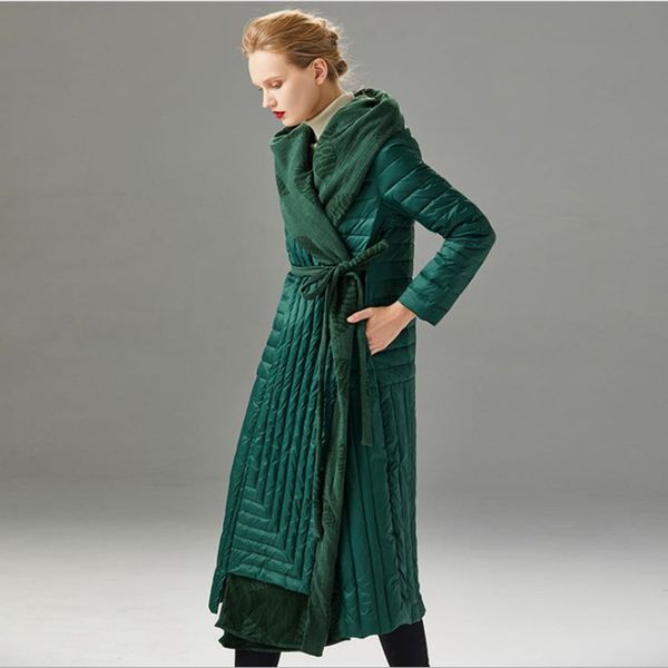 

long female down jackets women winter with belt duck down coats ladies overcoats thick warm slim new arrival clothes, Black