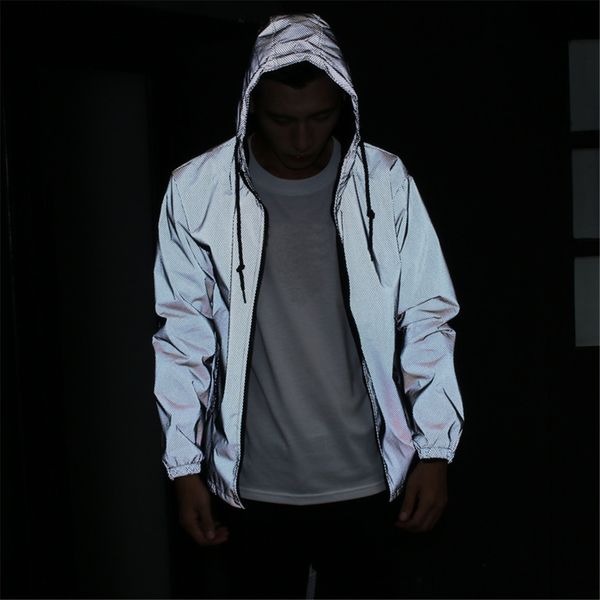 

reflective jacket men/women harajuku windbreaker jackets hooded streetwear coat new arrived #july 23, Blue;black