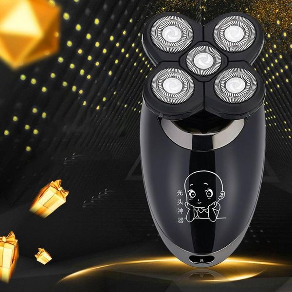 

five-headed hair clipper beard knife black electric shaver rechargeable washable smart razor multi-function beard knife