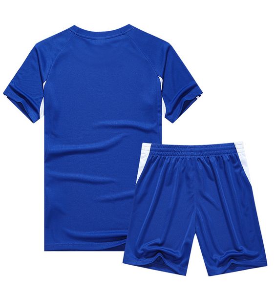 

men blank double-sided football team uniforms kits sports clothes tracksuits personality customized football sets with shorts c15-08, Blue;black