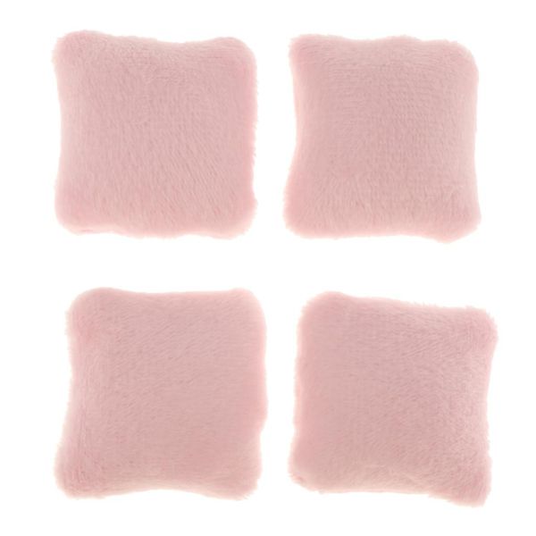 

4 pieces 1/12 scale dollhouse pink soft velvet cushion throw pillows set