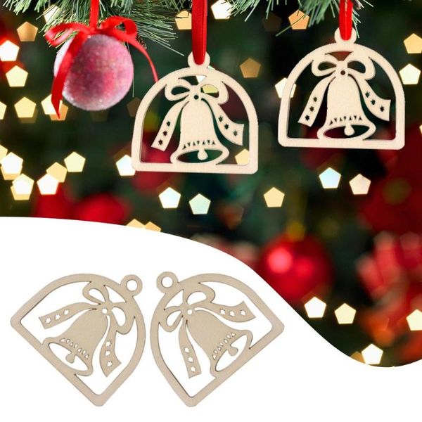 

10pcs christmas decoration tree hanging wooden hollow bell log colour beautiful personality festival pendant gift ornament