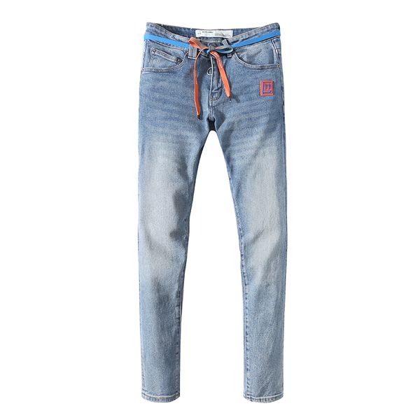 

italian skinny jeans classic fashion men's jeans rock motorcycle men's casual design jeans pants hole tight designer pants men&#03, Blue