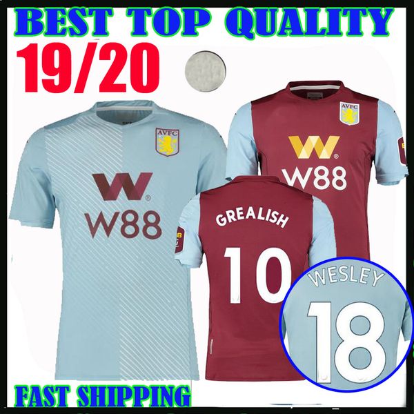 

19 20 a ton villa away occer jer ey 2019 20 home third we ley greali h el ghazi hutton mcginn kodja men kid kit football hirt cami eta