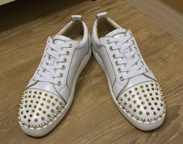 

высокое качество топ золотые шипы aurelien кроссовки плоские женщины, мужчины красные нижние туфли идеальное качество повседневная открытый, Black