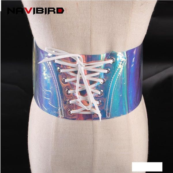 

new pvc lace up transparent corset belt 2018 wide red plastic clear belts for women bandage shape-making waistband riem, Black;brown