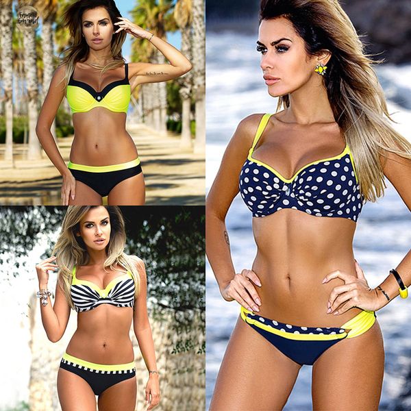 

bikini women swimsuit girls push up swimwear bandage halter bikini set beach bathing suit mujer swiming wear plus xxl, White;black