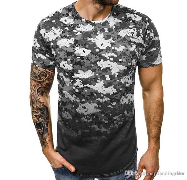 

fashion designer mens t shirts camouflage gradient short sleeved muscular tees teenagers summer causal mens clothing, White;black