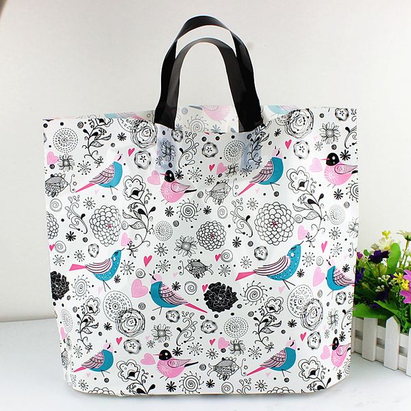 

50pcs/lot full color bird plastic packing bag for garment gifts bags with full size flowers printing available for custom