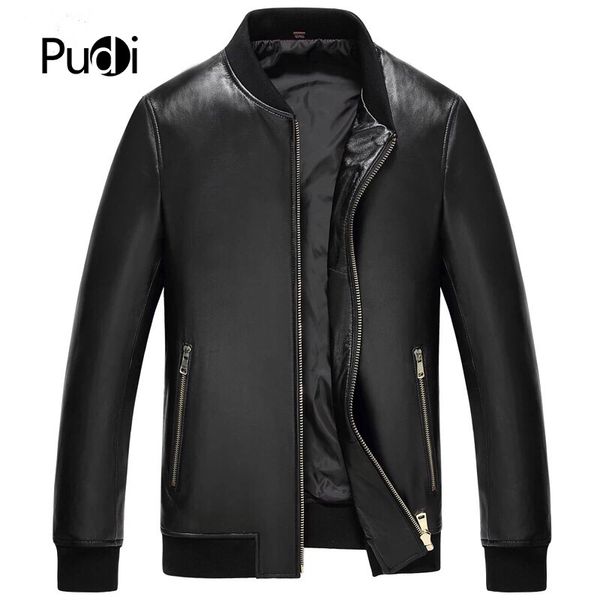 

pudi mt838 2019 мужчина новой моды реального овца кожаные куртки с капюшоном воротник падения зимой случайной верхней одеждой, Black;brown