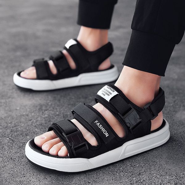 

summer 2019 new style outdoor sandals men's korean-style versatile beach sandals men casual viet nam chao tuo, Black