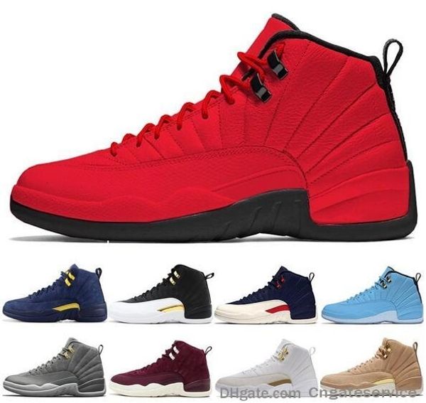 

12 12s men basketball shoes michigan bulls college navy unc nyc vachetta tan dark grey bordeaux wings flu game playoffs mens sports sneakers