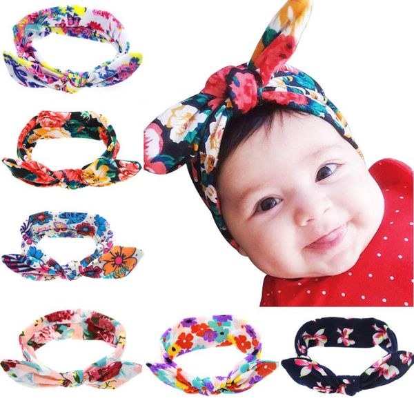 

2020 new printed cotton ears comfortable knotted children's headband baby knotted hair band bandage headdress, Slivery;white