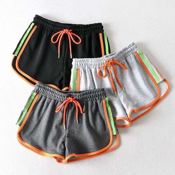 

women jogger shorts summer 2020 new fashion sport clothing colorful patchwork elastic waist comfortable cotton short bottom, White;black