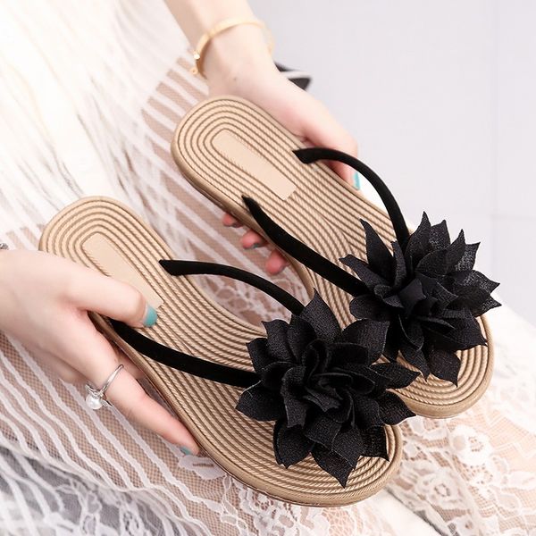 

slippers summer women sandals sandalias shoes for femmes chaussures zapatos mujer woman flip flops flat with 2021, Black
