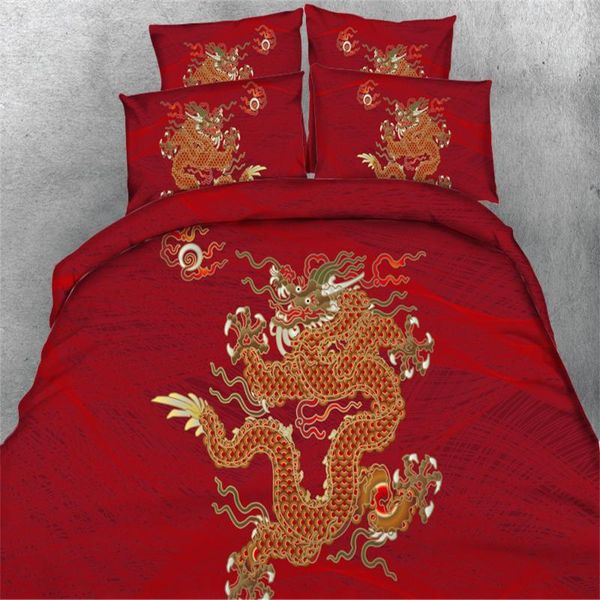 

wedding decor red bed linen set chinese dragon adults bedding set bedclothes pillowcase fashion bed duvet cover us twin king