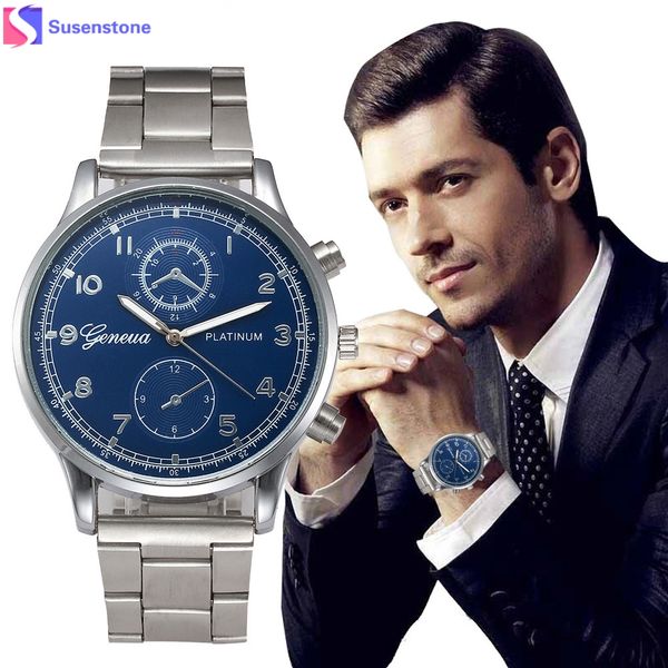 

relogio masculino fashion mens watch full stainless steel band date male clock analog business quartz multi-function wristwatch, Slivery;brown