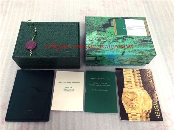 

бесплатная доставка watch box luxury зеленый оригинальные часы коробки аксессуары бумаги карты для 116610 116660 326934 116520 126710 16618, Black;blue