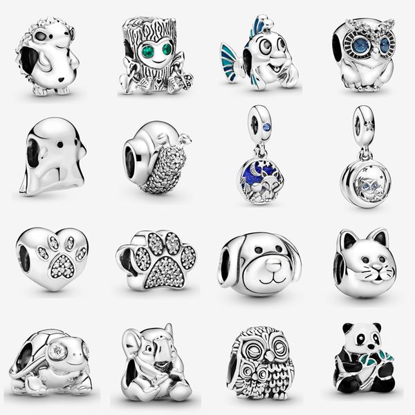 

животное pet 925 sterling silver i love my pet paw печать шарм сердце всегда на вашей стороне owl мотаться charm fit pandora браслеты, Black