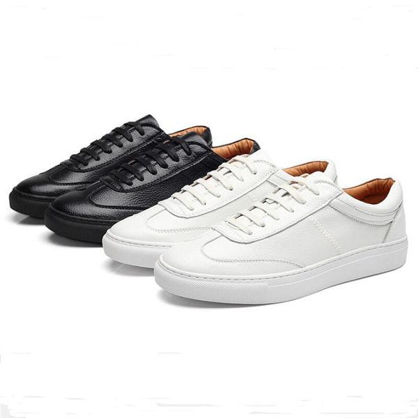 

casual men's small white shoes, full leather men's casual shoes, wear-resistant leather, designer flat shoes w77, Black