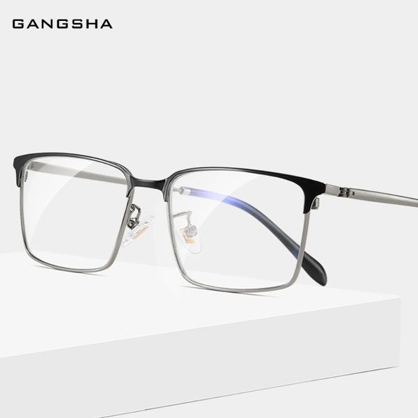 

gangsha new men's titanium glasses frame ultralight square clear glasses classic business eyeglass frame male optical s13, Black