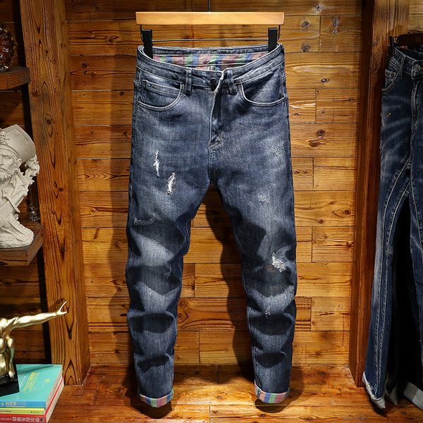 

2020 the new brand designer, fashion, fashion casual men's slim jeans embroidered pants fashion hole pants american size 28-40