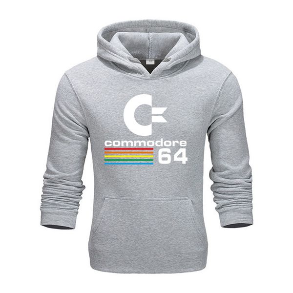 

autumn winter brand mens hoodies sweatshirts men c64 commodore letter printing long sleeve fashion mens hoodies, Black