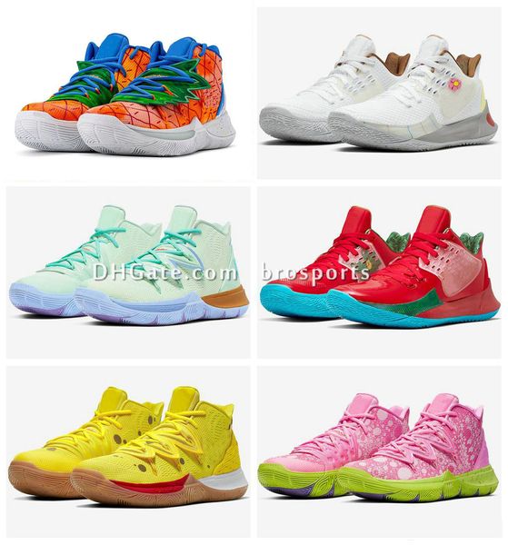 

kyrie 5 pineapple house patrick squidwards basketball shoes star kids kyrie 2 low mr. krabs sandy cheeks sneakers with box size us4-12 brosp, Black