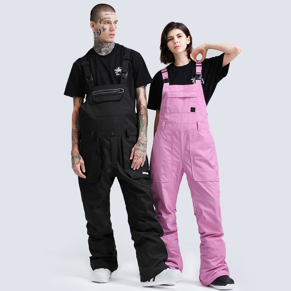 

gsou snow couple snowboard bib anti-cold pants winter men women breathable water-resistant windproof snowboarding trousers
