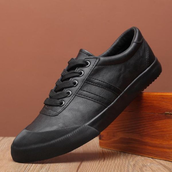 

new spring autumn men shoes street fashion lace up stripe man leather casual shoes men cool loafers flat shoes, Black