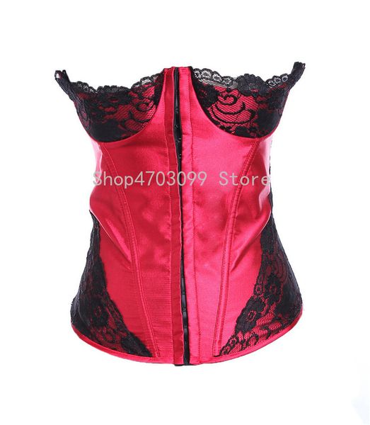 

красный атласный бюстгальтер с корсетом underbust на шнуровке boned clubwear талия-тренер с кружевными украшениями bustier plus, Black;white