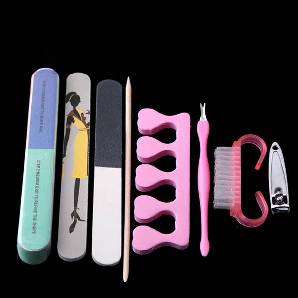 

new 8pcs pro manicure kit long nail files brush nails art beauty tools set wsh99