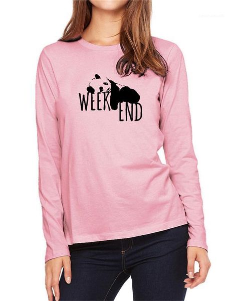 

tshirt spring autumn womens crew neck clothing womens designer tshirts weenend panda printed casual long sleeve, White