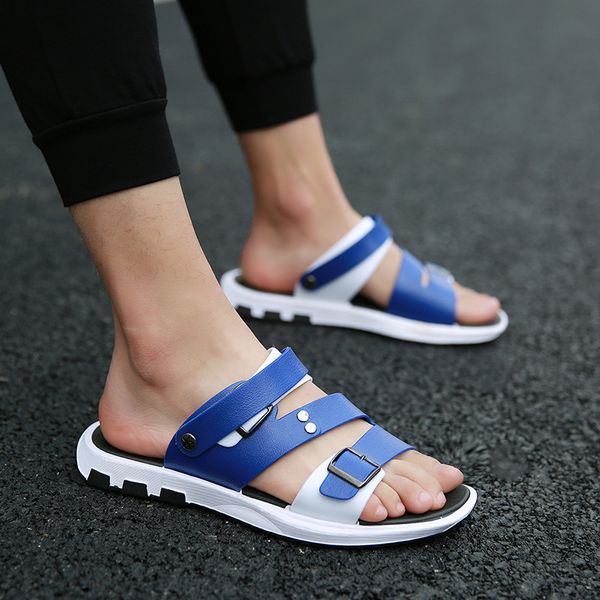 

summer new style breathable plastic sandals men's slippers korean-style fashion man shoes dual purpose slippers sandals outdoor, Black