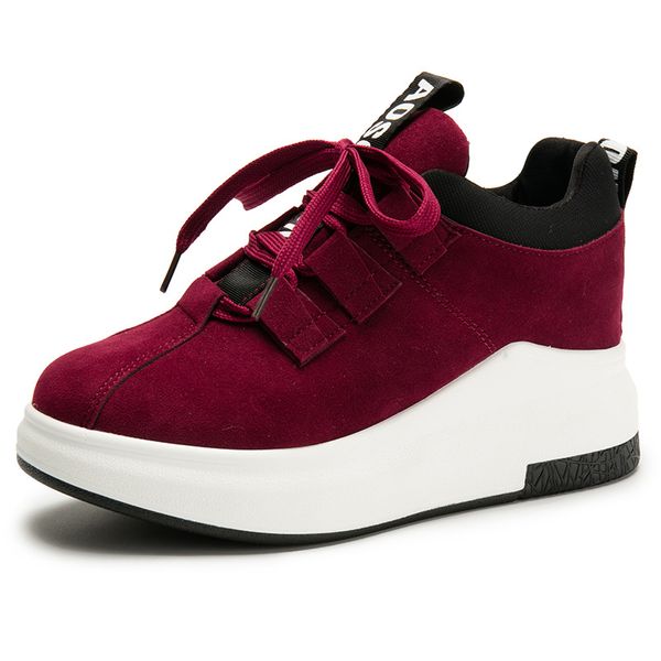 

wedge sport shoes woman platform lace up casual shoes women comfort suede hidden heels sneakers women shoes aapatillas clasicas, Black