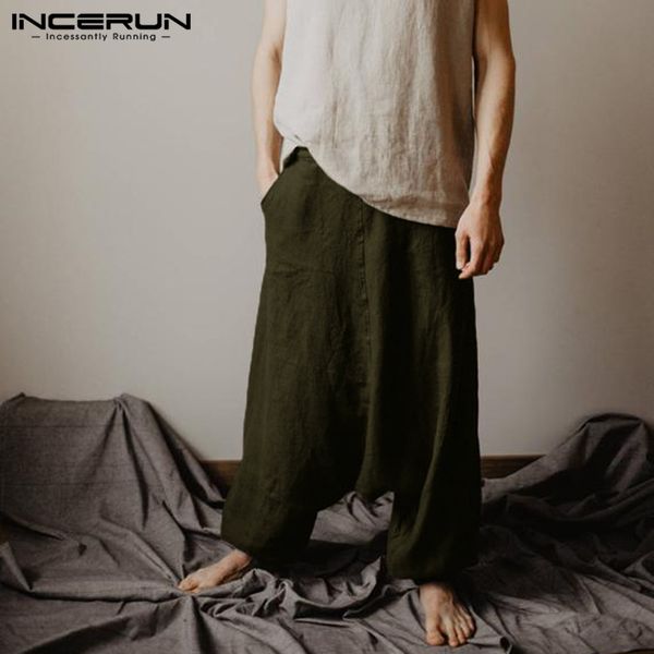 

streetwear baggy harem pants yoga-pants men cotton trouser elastic waist cross-pants joggers crotch wide legs hip-hop man bottom, Black