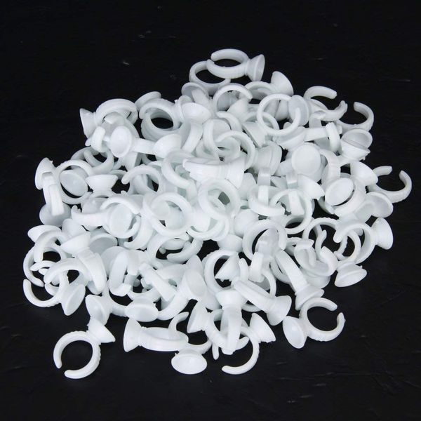 

1 bag of approx.100pcs disposable glue holders rings eyelash extension kit white