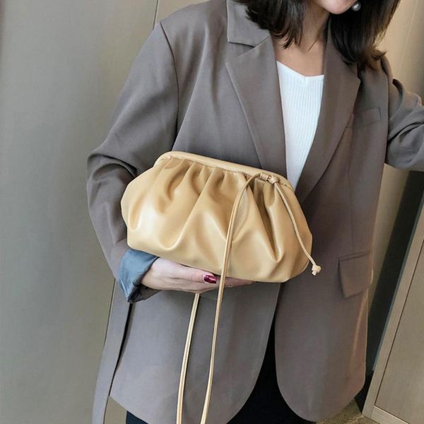 

1pc women office cloud shape messenger handbags casual shoulder strap shopping pu leather travel fashion crossbody dumplings bag