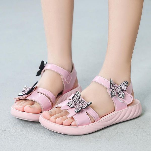 

girls sandals summer children leather flats shoes big girls beach sandal kids princess shoes kids girl summer sandalia, Black;red