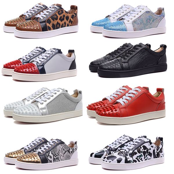 

mens red bottoms skate shoes studded spikes bottom flats daily casual skateboarding sneakers for women triple black silver size us 12 eur 46