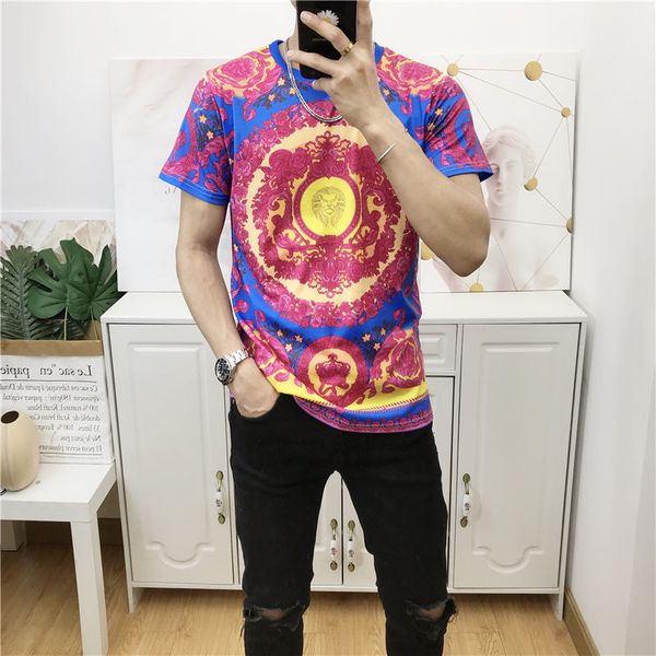 

2020italian fashion men's casual short-sleeved shirt fashion mixed color embroidered shirt medusa shirt, White;black