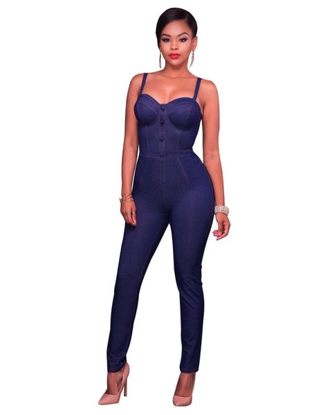 

casual skinny playsuits and jumpsuits spaghetti strap denim body feminino sleeveless summer overalls for women, Black;white