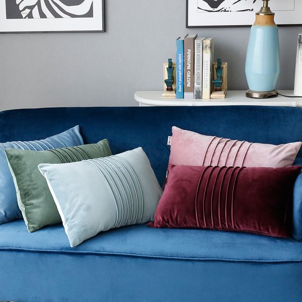 Soft Velvet Cushion Cover Solid Pink Blue Green Purple Home