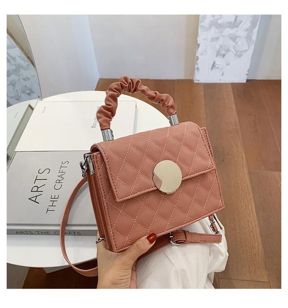 

women chain handbag tote lattice pattern pu leather lady small shoulder bags youth ladies simple versatile bag