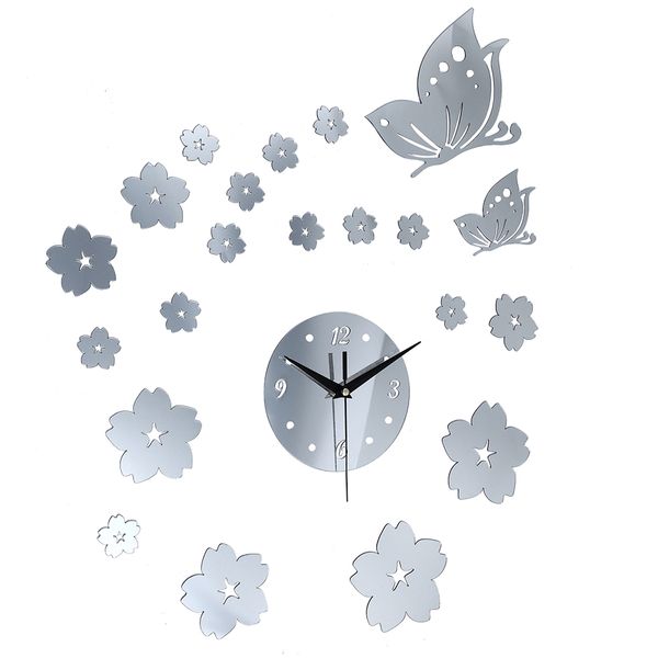 

creative crystal solid mirror wall clock stickers home tv background decor