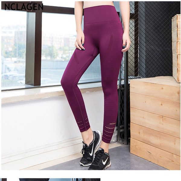 

nclagen women yoga pants running bodybuilding stretchy breathable quick dry high waist bulifting squat proof tights pants, White;red