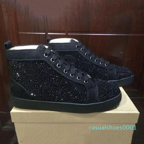 

2020 new designer shoes spikes chaussures red suede leather men women flat bottoms luxury casual shoes fashion sneakers 36-47 af21, Black