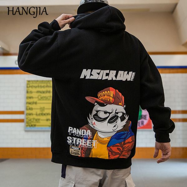 

streetwear hip hop fleece pullover hoodies men women printed cartoon printed hooded sweatshirt male funny hoodie coats for men, Black