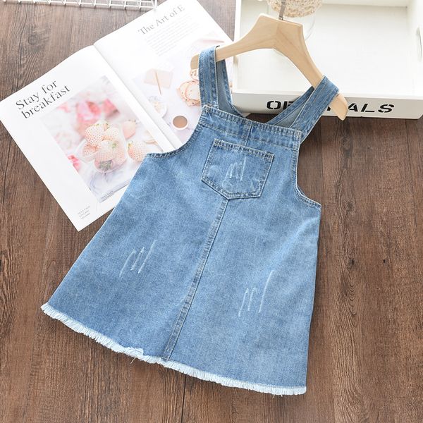 

toddler girl ripped suspender denim skirt wholesale kids lots bulk clothes autumn spring girl casual jeans tassel skirt pocket