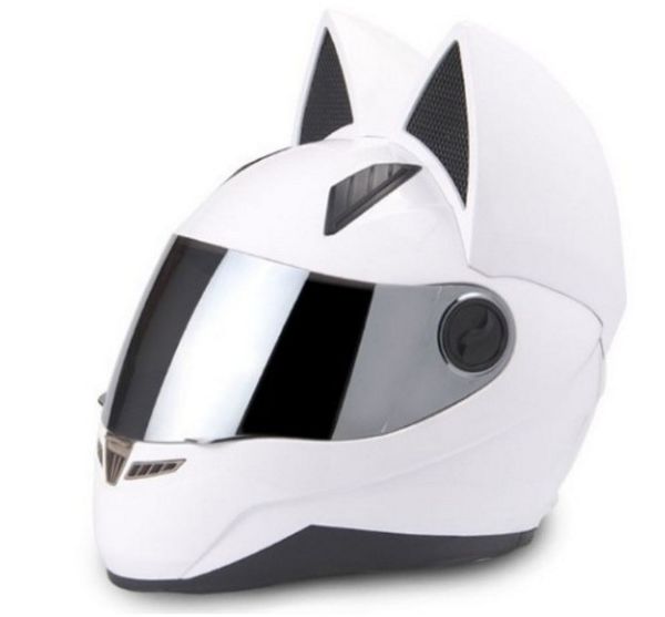 2018 Motorcycle Helmet Cat Ears Personality Full Hair Helmet Pink